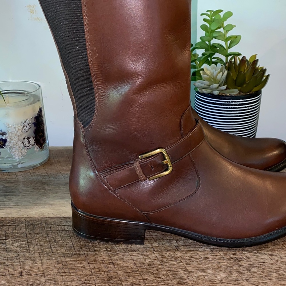 Clarks Plaza Pilot Tall Riding Boots Just Below the Knee Size 11 - Picture 2 of 16